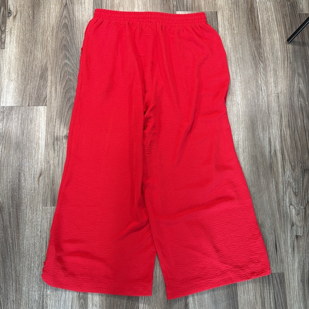 Jodifl Red Wide Leg Pants L NWT High Rise‎ Drawstring Pockets Comfy Chic - Picture 5 of 11